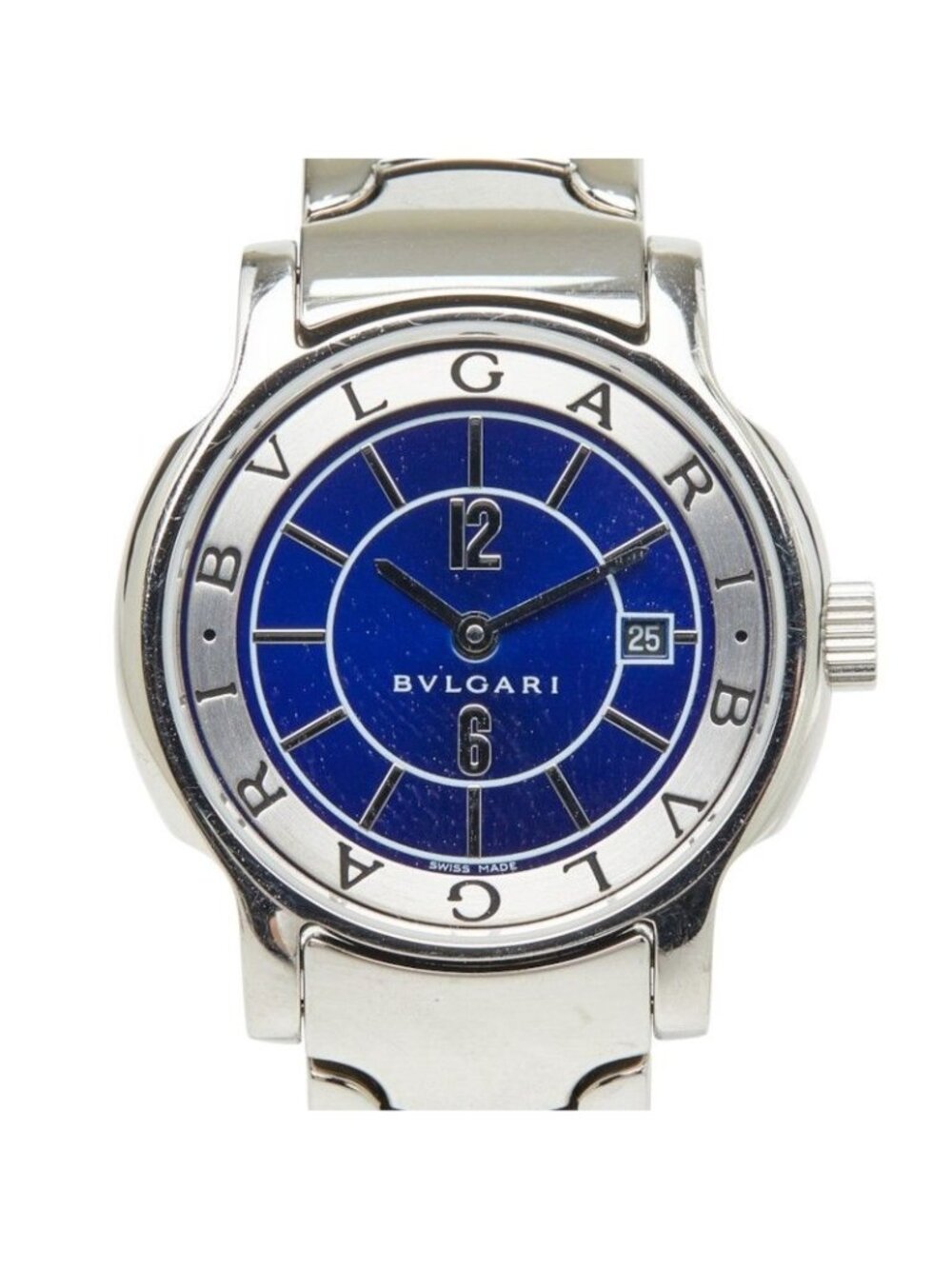 Bvlgari Solotempo Watch Blue Silver Stainless Steel